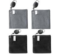 KhgFov Golf Towel, 4-Pack Golf Accessories for Men with Clip, Quick-Dry Microfiber Sports Towels for Golf Course and Practice, Large 12x12 Inch Golf Towels for Golf Bags in Black and Gray