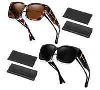KhgFov Over Glasses Sunglasses, Polarised Fit Over Eyewear for Outdoor Activities, Oversized Frame Design with UV Protection, 6-Piece Set Including Two Sunglasses, Two Cloths and Two Cases