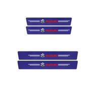 KHGFRX 4Pcs Car Carbon Fiber Kick Plates, for Suzuki Samurai Jimny Ignis SX4 Grand Vitara Equator Across Wagon Door Sill Pedal Anti-Slip Anti Scratch Protector Styling Sticker Accessories