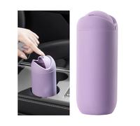 KHGUZ Car Trash Can with Lid, Silicone Leakproof Mini Round Vehicle Garbage Bin for Cup Holder, Portable Automotive Interior Waste Storage & Organizers Accessories, Universal Fit (Purple)