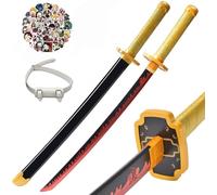 KHHK 31Inch Demon Swords Katana Anime Sword Samurai Tanjiro Cosplay Handmade Props Japanese Katana Handmade Abs Sheath Knife For Lovers Halloween Props sword (Tsugikuni Yoriichi)