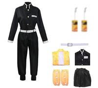 KHHK Anime Demon Agatsuma Zenitsu Cosplay Costume Nezuko Halloween Outfits Cloak Mitsuri For Menboys Kimono Uniform Outfit Party Role Play Full Set(M, Orange)