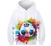 KHHKJBVCE 3D Children's Hoodies Football Novel Cute Printed Pattern Unisex Children's Leisure Fashion Hoodie Long Sleeve Pullover Hoodie Sweatshirt with Pockets 9-11Y