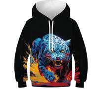 KHHKJBVCE 3D Children's Hoodies Leopard Unisex Novel Sweaters 3D Printed Cute Printed Pattern Casual Fashion Hooded Sweatshirts with Pockets 6-7Y