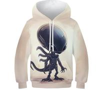 KHHKJBVCE Alien Boys Hoodies 3D Print Graphic Pullover Hooded Sweatshirt with Kangaroo Pocket 13-15Y