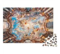 KHHKJBVCE Baroque Church Ceiling 1000pc Jigsaw Puzzle, Cardboard, Realistic Style, 75x50cm, 1000 Pieces, 1 Set, 1000g, Age 12+