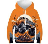 KHHKJBVCE Boy's Hoodie Monster Truck Ultra Truck 3D Children's Hoodies Novel Coloured Printing Teens Hoodie Kids Long Sleeve Hooded Sweatshirt Pullover With Pocket 7-9Y