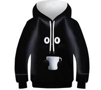 KHHKJBVCE Cute Cat Boys Girls Hoodies Kids Jumper Long Sleeve Pullover Toddler Hooded Top 3D Printed Sweatshirt Funny Clothes with Pocket 6-7Y