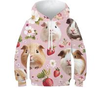 KHHKJBVCE Cute Guinea Pig Kid Hoodies Boys Girls 3D Print Sweatshirts Cool Funny Cool Casual Pullover Hoody 7-9Y