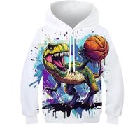 KHHKJBVCE Dinosaur Unisex Graphic Hoodies, 3D Novelty Pullover Sweatshirt, Xmas Men Women Teen Boy Gifts 11-13Y
