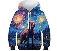 KHHKJBVCE Girls Hoodies Labrador Dog 3D Children's Hoodies Novel Cute Printed Pattern Pullover Kids Funny Pullover Sweatshirts Leisure Comfortable Long Sleeve Hooded with Pocket for 10-12Y