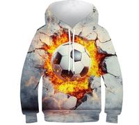 KHHKJBVCE Kids 3D Printing Football Pullover Sweatshirt Tops Boys And Girls Fashion Hoodie 9-11Y