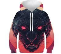 KHHKJBVCE Kids Hoodie 3D Black Panther Hooded Sweatshirt Long Sleeve Pullover for Girls Boys 6-7Y