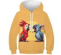 KHHKJBVCE Kids Hoodie Parrot Boys Girls Pullover Hooded 3D Printing Funny Cool Sweatshirts Long Sleeve Lightweight Hoody 11-13Y