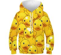 KHHKJBVCE Kids Teen Girl Boy Hoodies 3D Print Cute Little Yellow Duck Sweatshirt Pocket Pullover Hoodie 6-7Y
