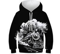 KHHKJBVCE Kids Teen Steam Train Girl Boy Hoodies 3D Print Vivid Animal Graphic Long Sleeves Sweatshirt Pocket Pullover Hoodie 13-15Y