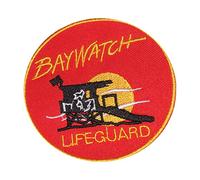KHILJEE COLLECTION Baywatch Movie 8cm x 8cm Round Red Iron On Sew On Embroidery Patch