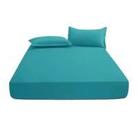 KHIM Luxury Extra Deep Fitted Sheet 16”/40CM Breathable Poly Cotton Plain Soft Long-Lasting Bed Sheet Single Double King Super King (Teal, Single)