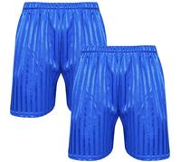 KHIM Pack of 2 Shadow Stripe School PE Sports Football Games Shorts Boys Girls Kids Childern (3-4 Years Royal Blue)