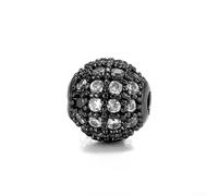KHIronHive 10Pcs Brass Paved Cubic Zirconia Metal Beads 10Mm Bulk Rhinestone Spacer Beads For DIY Jewelry Making Crafts Necklace Bracelet Earring Supplies Gold Tone(black)