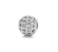 KHIronHive 10Pcs Brass Paved Cubic Zirconia Metal Beads 10Mm Bulk Rhinestone Spacer Beads For DIY Jewelry Making Crafts Necklace Bracelet Earring Supplies Gold Tone(silver)