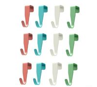 KHIronHive 12 Pack Carbon Steel Back-Hanging Colored Hooks For Organizing Small Tools, Heavy Duty Over Door Hangers With Smooth For Surface, No Installation Required For Home Workshop Garage Storage