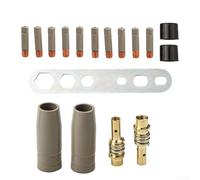 KHIronHive 17PCS Coating Protection Nozzle Set For 15AK Welding Torch, Airless Gas Shield With 0.9mm Copper Tips, Non-Stick Slag Removal, High Heat Resistance Accessories Kit