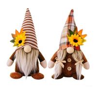 KHIronHive 2-Pack Autumn Gnome Figurines: Faceless Plush Dolls With Sunflower And Maple Leaves For Thanksgiving Harvest Home Decor, Indoor Outdoor Table Centerpiece(1)