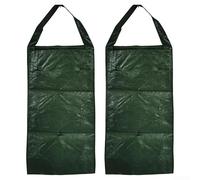 KHIronHive 2 Pcs Green Vertical Planting Bags With Multiple Hole Options (4, 6, 10) For Space-Saving Gardening In Yards Or Small Outdoor Areas, Easy Setup Fabric Flower Pots