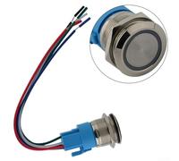 KHIronHive 22Mm Latching Push Button Switch 12V-24V DC Stainless Steel LED Ring Self-Locking Waterproof IP65 Metal On Off Switch For Industrial Control Panel(Green)