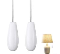 KHIronHive 2PC Wooden Bathroom Light Pull Cord Handle with 150cm Cord for Fans and Chandeliers White Decorative Switch Extension for Easy Reach Safe Operation Home Lighting