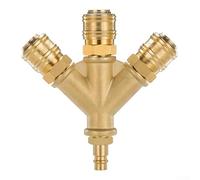 KHIronHive 3-Way Compressed Air Distributor With Quick Connections, Brass 1/4BSP Air Connector For Pneumatic Tools, 20 Bar Working Pressure, -20 To 250°C Temperature Range