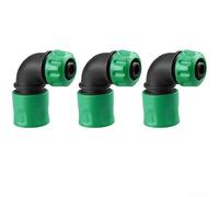 KHIronHive 4-Point 1/2" Elbow Connectors For Garden Watering & Car Wash, ABS+PP+TPR Hose Fittings With Easy Tool-Free Installation, Green Adapters For Efficient Flow Control (3 Pack)