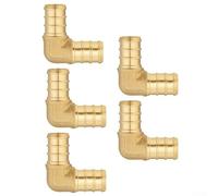 KHIronHive 5-Pack 1-Inch PEX 90-Degree Brass Elbow Fittings For Type A/B/C Pipes, Heavy-Duty Crimp Connectors For Residential And Commercial Plumbing, Water Supply And Heating Systems