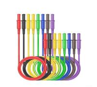 KHIronHive 8Pcs Dual 4Mm Safety Banana Connector Test Probes With Sheathed Silicone Test Leads 100Cm Cable Nickel-Plated Contacts Flexible Electrical Testing Secure Connection Accurate Signal