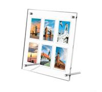KHIronHive Acrylic Photo Frame For Fujifilm For Instax,For Mini And Square Films 6-Grid Collage Display Stand With Template Clear 8X8-Inch Desktop Photo Holder For DIY Creative Home Or Office