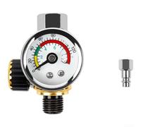 KHIronHive Air Pressure Regulator Gauge G1/4 Thread With Gold Knob For Spray Tools Pneumatic Equipment Dual Scale PSI Bar Display Metal Body Compact Design Accurate Control Anti-Slip Adjustment (B)