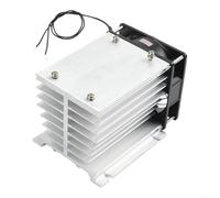 KHIronHive Aluminum Heatsink With Fan For Three-Phase Solid State Relay DIN Rail Mount Cooling Assembly 1A-400A YS-S1 Series Integrated Cooling Active Airflow Wide Temp Range (B)