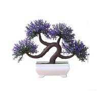 KHIronHive Artificial Potted Plants, Lifelike Beard Tree & Grass Bonsai, No Maintenance Fake Greenery for Home Office Decor, Allergy-Friendly Plastic Foliage(Purple)