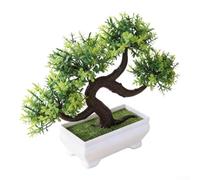 KHIronHive Artificial Potted Plants, Lifelike Beard Tree & Grass Bonsai, No Maintenance Fake Greenery for Home Office Decor, Allergy-Friendly Plastic Foliage(Green)