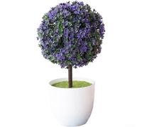 KHIronHive Artificial Sakura Snow Ball Bonsai Plant, Realistic Simulation Potted Flower For Home Garden Decor, Wedding Party Centerpiece And Photography Prop, Compact Tabletop Display(Purple)