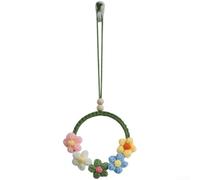 KHIronHive Bohemian Handmade Cotton Wall Hanging, Floral Macrame Tapestry Decor,For Bedroom Living Room, Green Woven Flower Pendant Home Art(13cm Green)