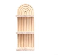 KHIronHive Boho Arched Wooden Floating Wall Shelf Multi-Layer Hanging Display Rack for Books Plants Candles Vases Wall Decor for Living Room Bedroom Nursery Home(Three-layer)