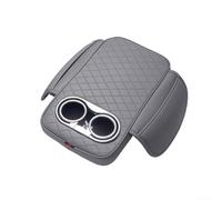 KHIronHive Car Armrest Cushion With 2 Cup Holders And Side Pocket, PU Leather Console Cover For Enhanced Comfort And Storage, Fit For Most Vehicles, Red Black Grey Beige(Grey)