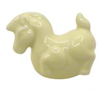 KHIronHive Ceramic Cabinet Handles, FOR ZODIAC Cartoon Horse Design Drawer Pulls, Pottery And Brass Wardrobe Knobs For TV Stands Shoe Cabinets, Easy Install, Light Green(1366 Light Yellow)