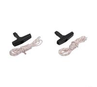 KHIronHive Chainsaw Recoil Starter Handle And Pull Rope Kit, 4Mm Diameter 6Ft Cord, Ergonomic 3-Finger Grip For Chainsaws Leaf Blowers Push Mowers, Black, 2 Sets