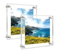 KHIronHive Clear Acrylic Floating Picture Frame 8.66x8.66 Inch UV Protection Wall Mount Frameless Square Display For Photos Artwork Home Modern Minimalist Decor Easy Install Secure Hardware(2Pcs)