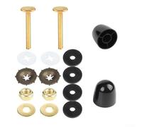 KHIronHive Copper Plated T-Shape Toilet Floor Fixing Screw Cover, ABS Plastic Bathroom Accessories For Standard Base Installation, PP Components, Black And White(Black)