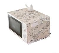 KHIronHive Cotton Linen Microwave Dust Cover With Storage Pockets, Hand-Painted Black Floral Oven Protector, Machine Washable Kitchen Appliance Shield For Home Decor, 11.81 X 35.43 Inches(30×90)
