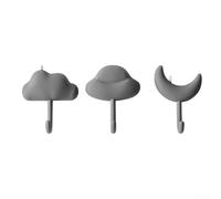 KHIronHive Decorative Wall Hooks For Entryway, 3 Pack Star &Cloud/Shaped Key Hangers, No Drill For Adhesive/Mount For Living Room Bedroom Nursery Decor(3gray)